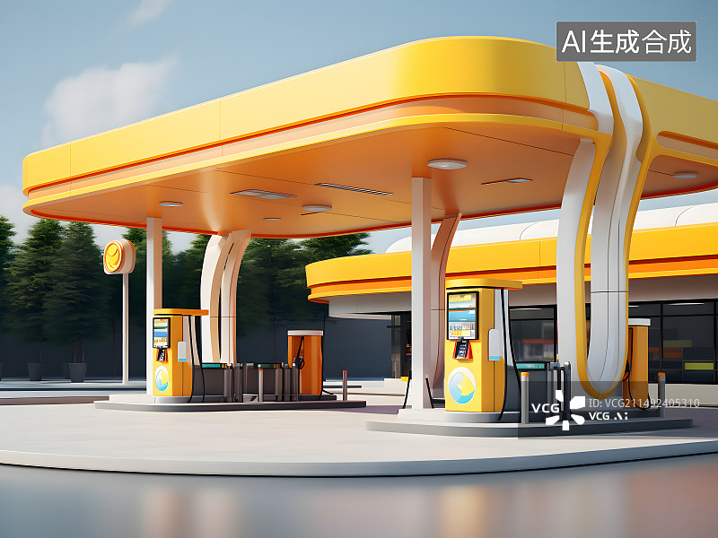 【AI数字艺术】加油站图片素材