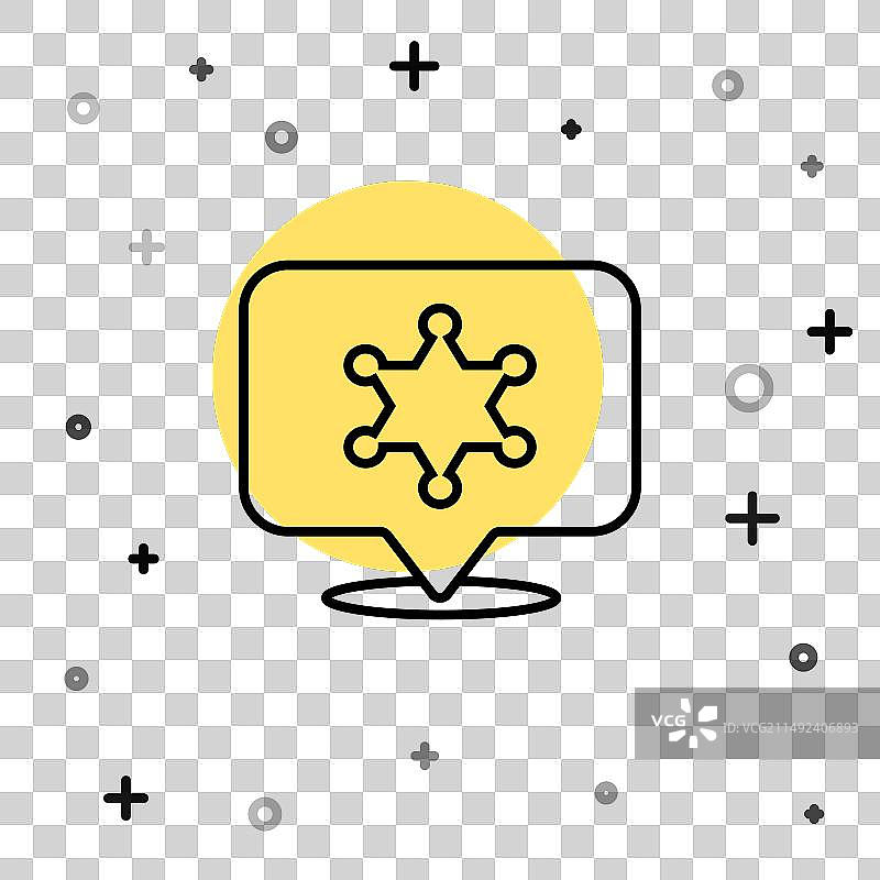 黑色线条六芒星警长徽章图标图片素材