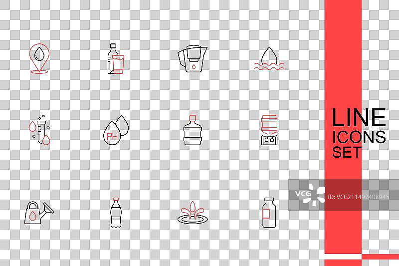 水瓶水滴洒水壶线图标图片素材