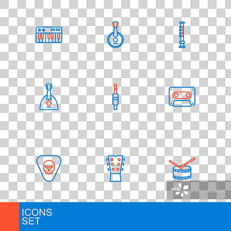 带鼓槌的鼓、吉他琴颈拨片图片素材