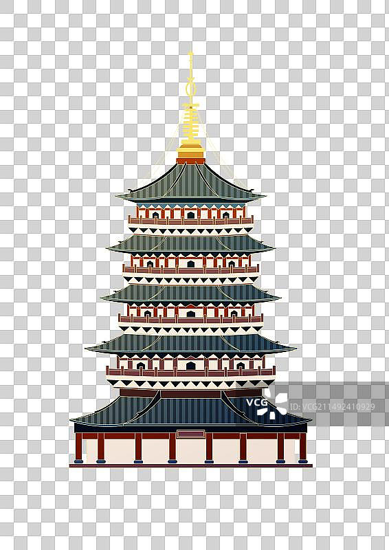 杭州城市地标建筑雷峰塔图片素材