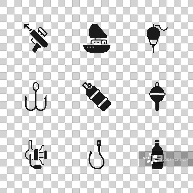 鱼钩浮标伏特加水肺套装图片素材