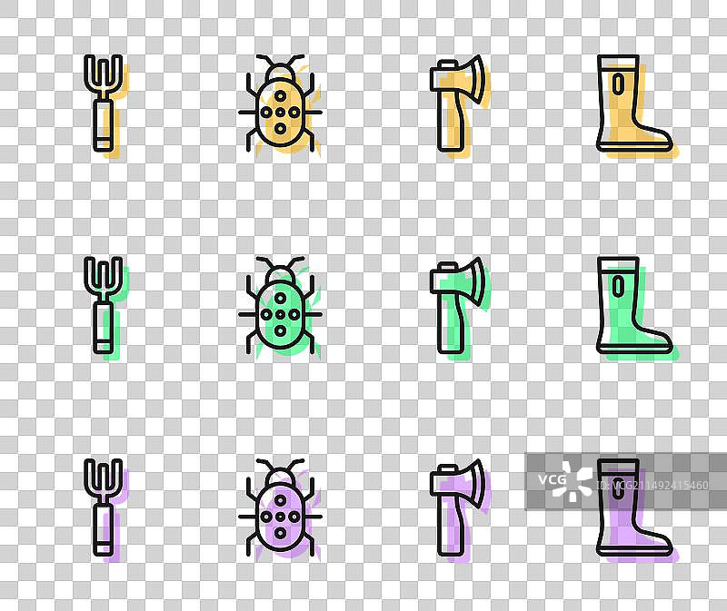 木制斧头花园草耙科罗拉多线条集图片素材