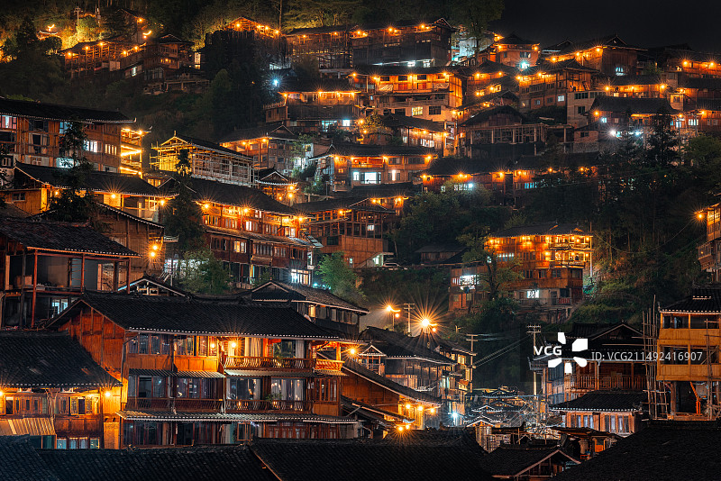 千户苗寨夜景图片素材