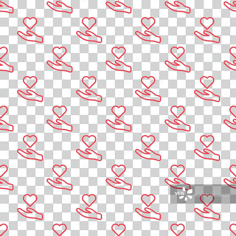 红色线条手捧爱心图标无缝背景图片素材