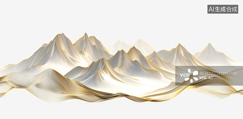 【AI数字艺术】金色中式水墨山水画风格背景图片素材