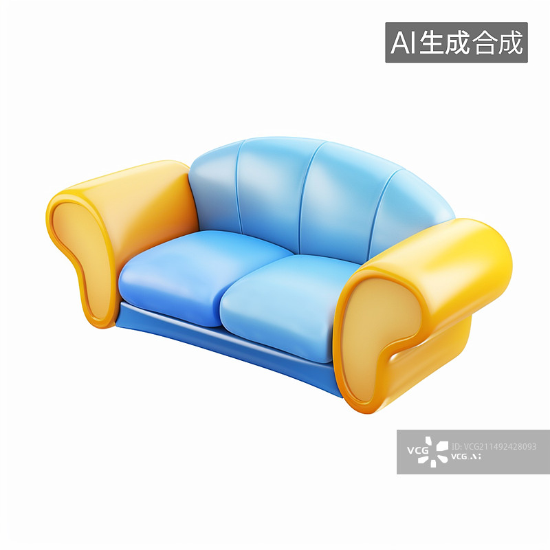 【AI数字艺术】3D游戏设计C4D风格北欧双人沙发图片素材