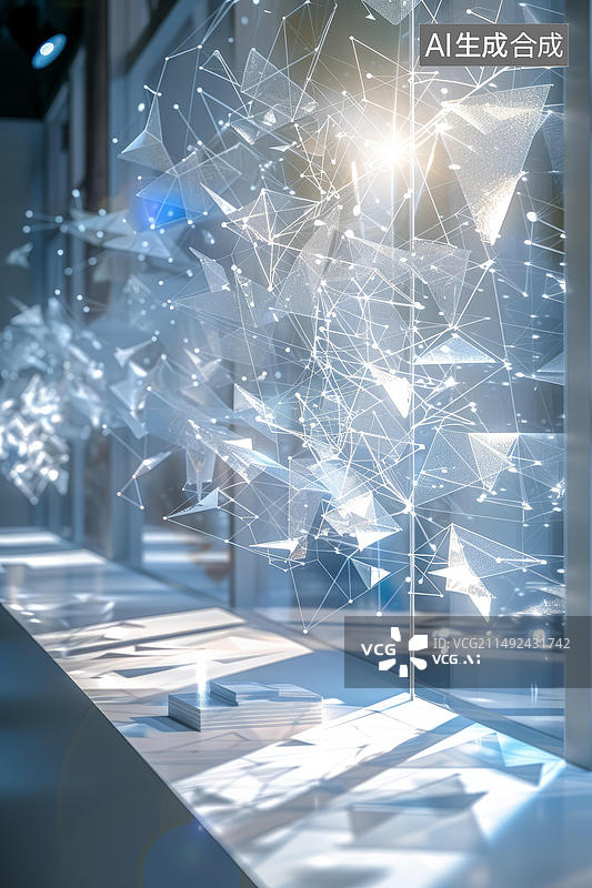 【AI数字艺术】玻璃材质的现代艺术装置图片素材