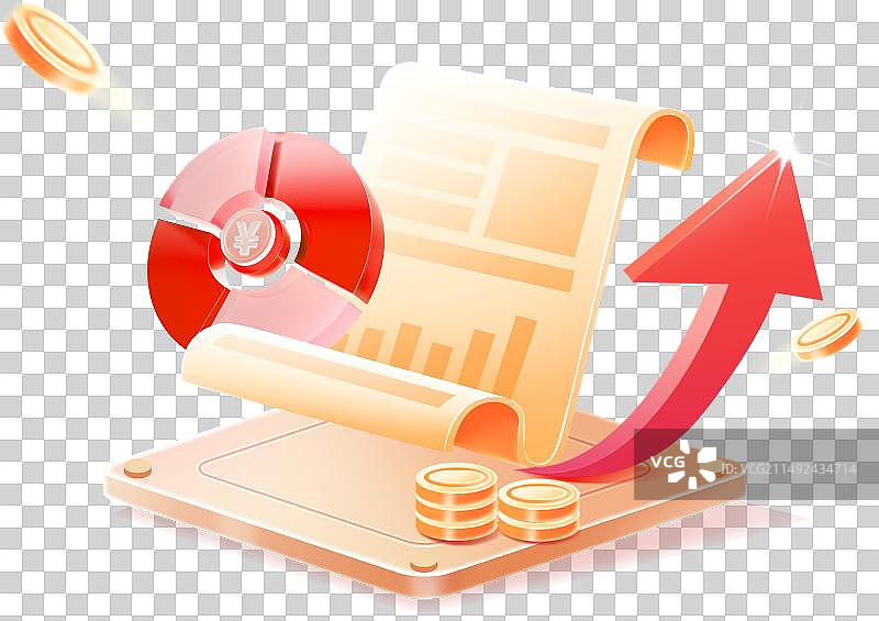 金融科技互联网账单分析货币财富投资上涨金币商务保险数据概念插画图片素材