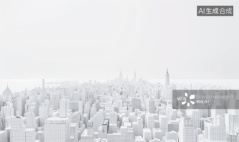 【AI数字艺术】城市楼群建筑模型图片素材