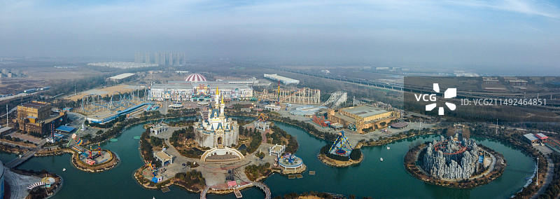 济南 泉城欧乐堡梦幻世界 黄河文化博物馆 坤河大道 旅游大道图片素材