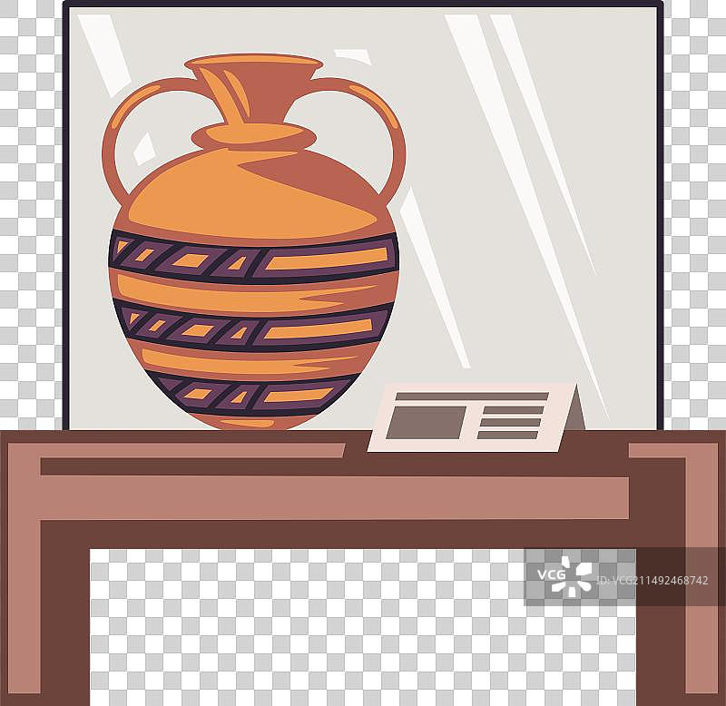 博物馆日双耳细颈土罐图片素材