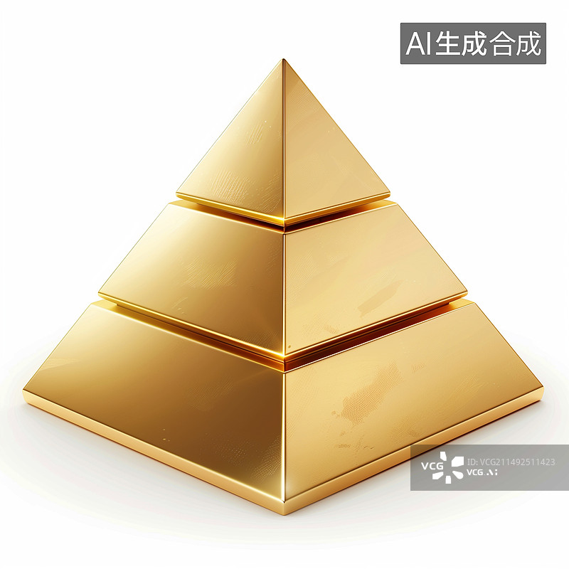 【AI数字艺术】3D金色金字塔图片素材
