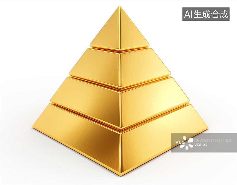 【AI数字艺术】3D金色金字塔图片素材