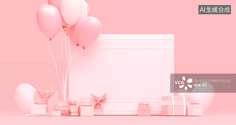 【AI数字艺术】情人节粉色气球背景图片素材
