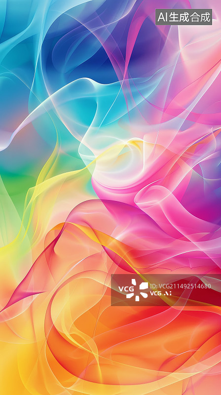 【AI数字艺术】彩色曲线缠绕形成的抽象背景图片素材