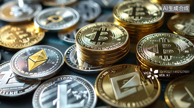 【AI数字艺术】比特币与金融分析图片素材