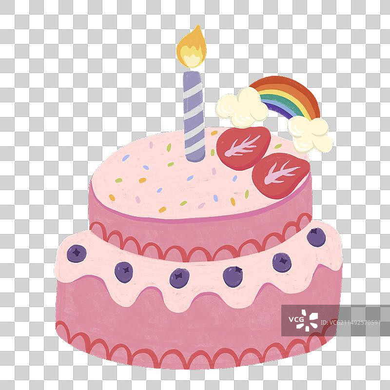 水粉手绘水果生日蛋糕图片素材