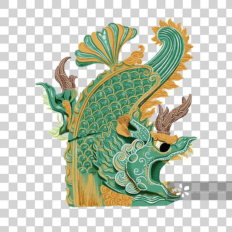 山西文物永乐宫重阳殿西鸱吻插画免抠元素图片素材