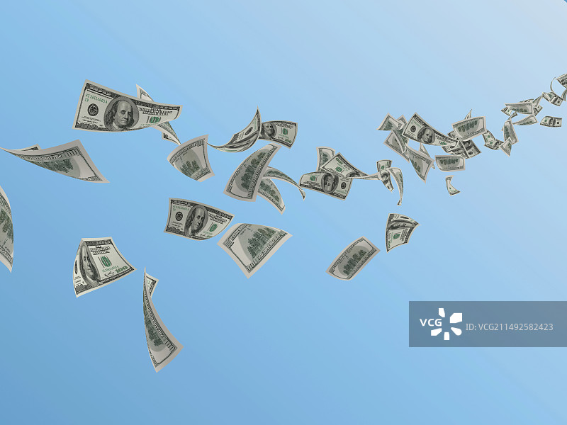 飞散的美元钞票图片素材