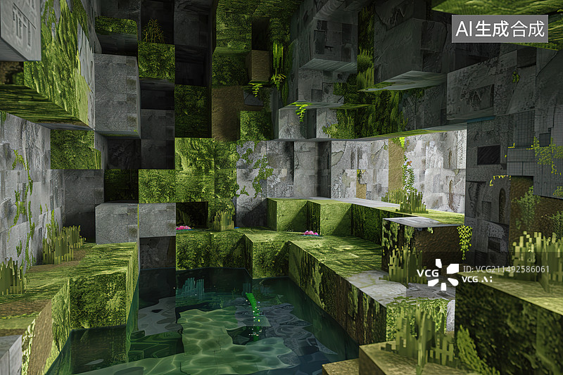 【AI数字艺术】绿植空间图片素材