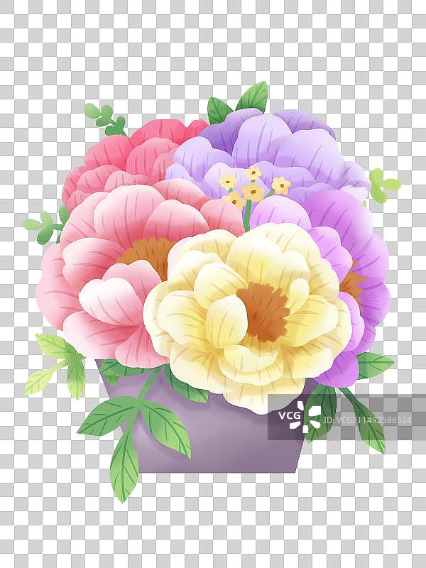 手绘小清新花卉花朵花瓶元素图片素材