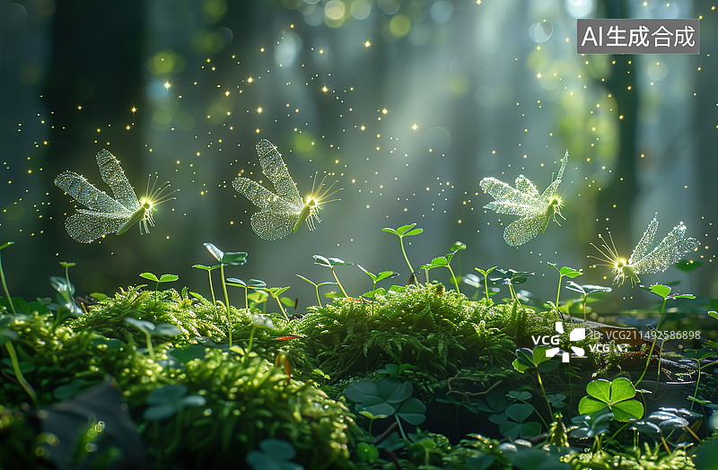 【AI数字艺术】植物上生长的蒲公英特写镜头图片素材