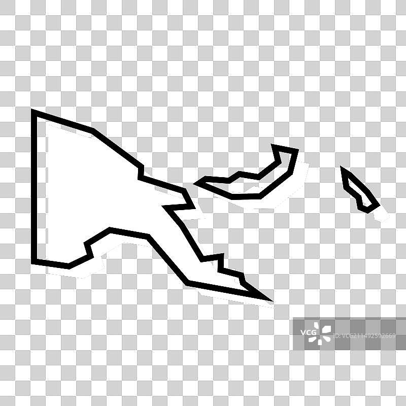 巴布亚新几内亚简化地图图片素材