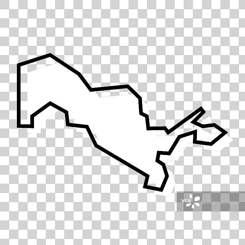 乌兹别克斯坦简化地图图片素材