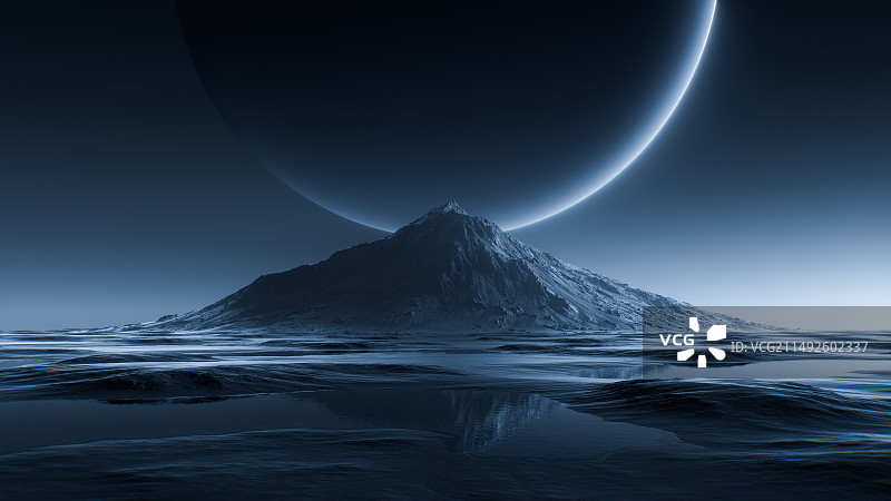 超现实科技感山脉外星天体科幻质感地形3d渲染背景图片素材