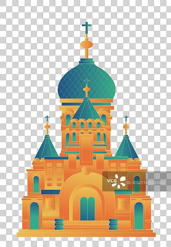 哈尔滨索菲亚中国风城市复古打卡地标旅游建筑群图片素材