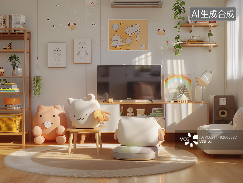 【AI数字艺术】素雅木质儿童房图片素材
