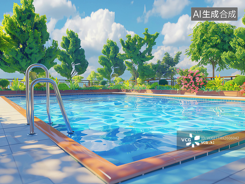【AI数字艺术】夏天的泳池图片素材