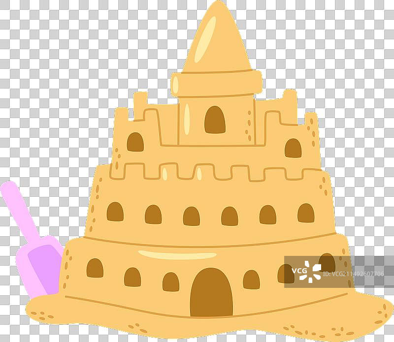 带儿童铲子的沙堡图片素材