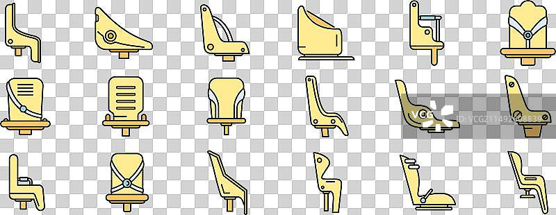 儿童自行车座椅彩色图标集图片素材