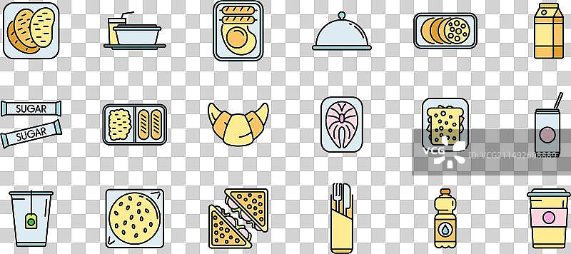 航线食品彩色线条图标集图片素材