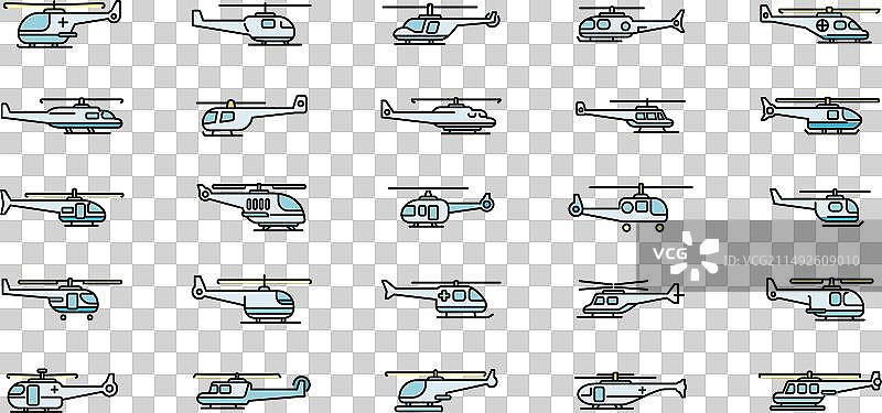 救援直升机彩色线条图标图片素材