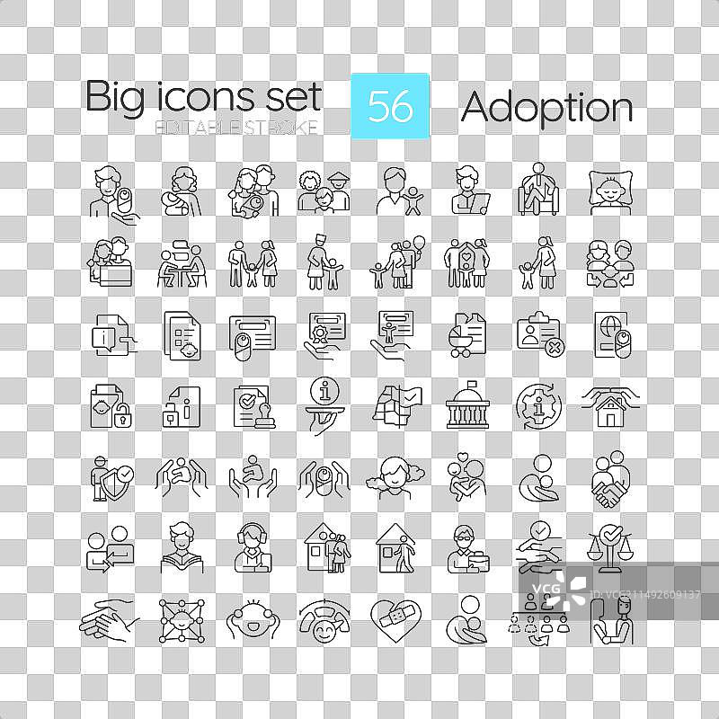 领养流程线性图标集图片素材