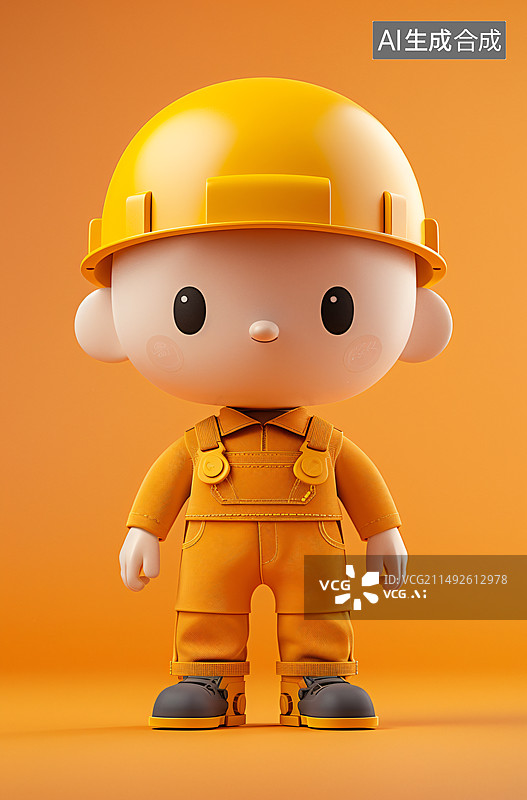 【AI数字艺术】建筑工维修工人3D人物插画图片素材