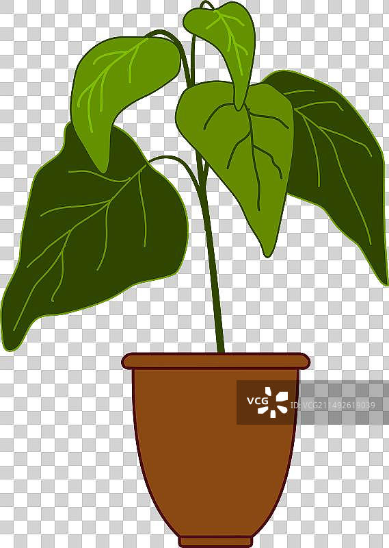 卡通花园树木花盆图标图片素材