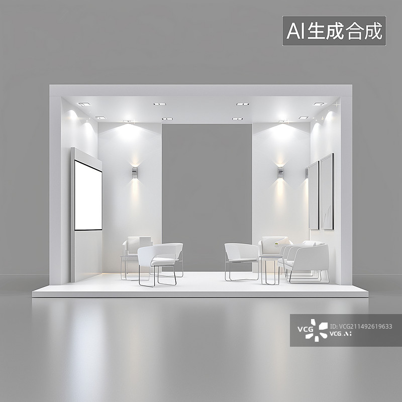 【AI数字艺术】白色展台展厅等视距效果三维设计图图片素材