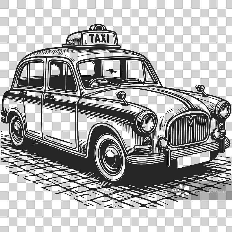 经典黑色出租车雕刻图片素材