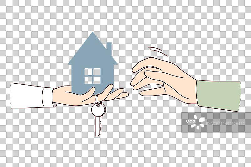 房产中介或房东拿着新公寓的钥匙图片素材