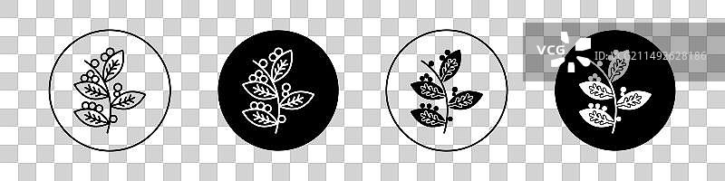 咖啡植物图标集有机咖啡豆叶图片素材