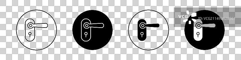 门把手图标合集：旋钮锁和门闩图片素材
