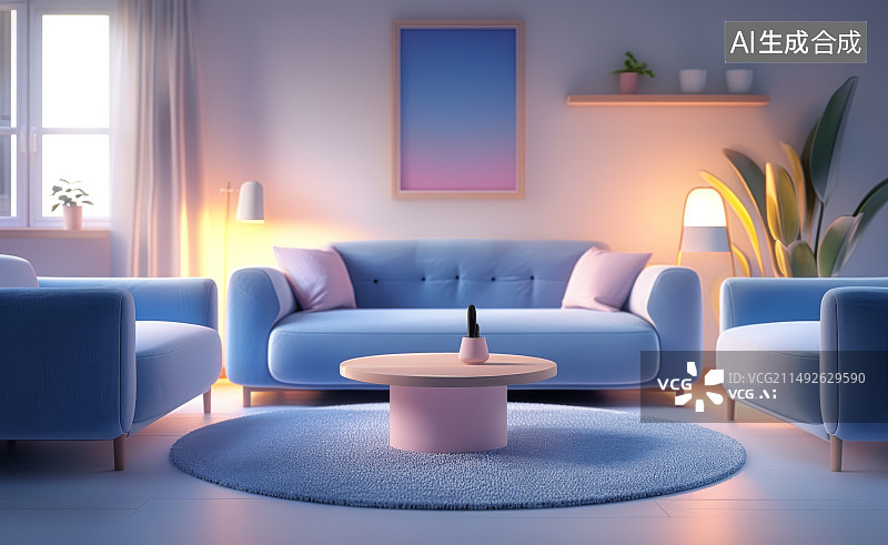 【AI数字艺术】室内装饰温馨的客厅图片素材