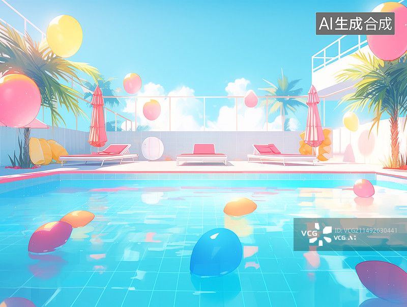 【AI数字艺术】夏天的游泳池图片素材