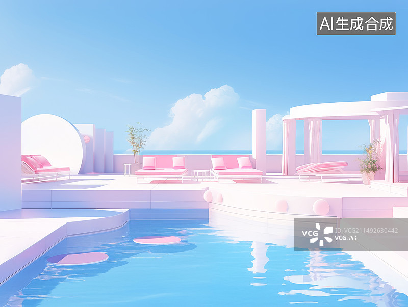 【AI数字艺术】夏天的游泳池图片素材