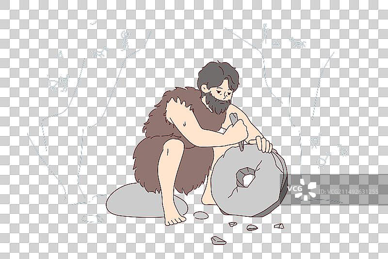 住在山洞里有胡须的古代男人图片素材