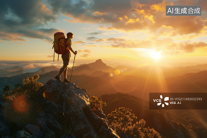 【AI数字艺术】冒险探索爬山攀登图片素材